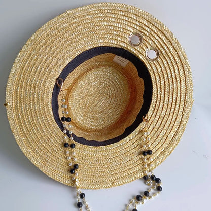 Chain Summer Straw Hat Pork Pie Hat