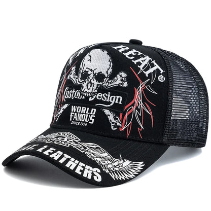 Unisex Punk Style Cap Skull Embroidery Baseball Hat