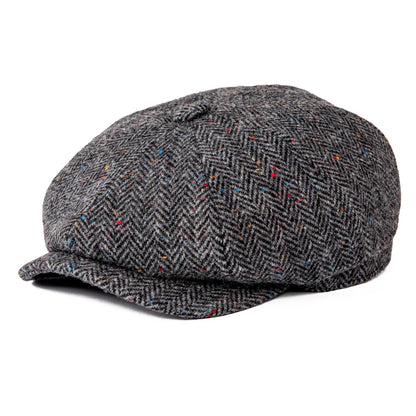 Wool Tweed Newsboy Cap Herringbone Men British Gatsby Retro Hat