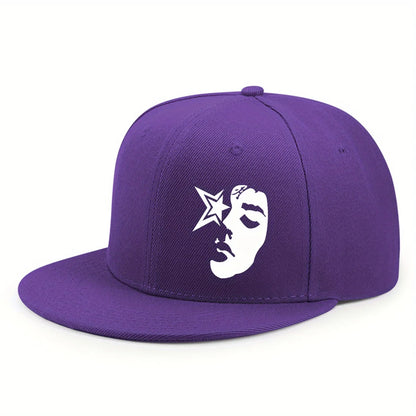 Fashion Face Pattern Printed Flat Brim Hat Hip Hop Y2k Snapback Hats