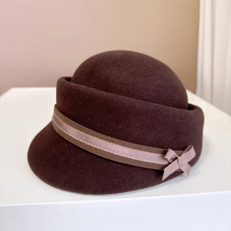 Autumn/Winter 100% Wool Hat For Women Soft Felt Hat - British Retro French