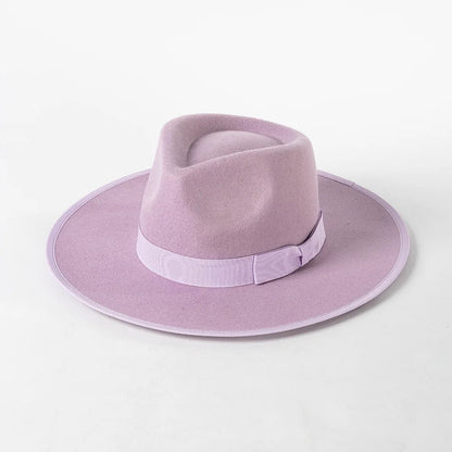 New British 100% Wool Fedoras Hat Women Retro Jazz Top Bow Felt Hat Men