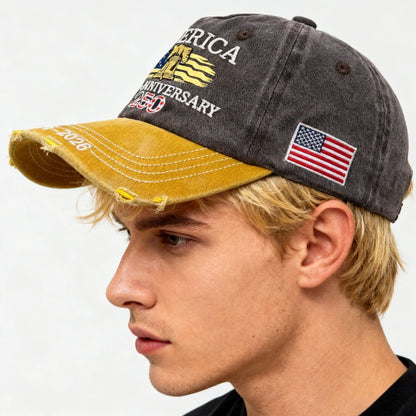 USA 250th Anniversary Letter Embroidered Baseball Cap