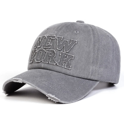 Unisex New York Stickers Embroidery Wash Baseball Caps