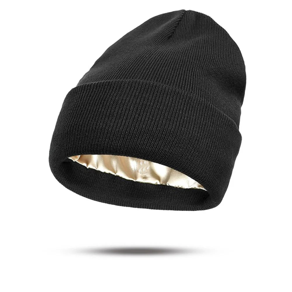 Winter Knit Beanies Satin Lined Winter Beanie For Women