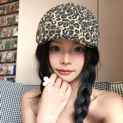 American Y2K Retro Personality Leopard Print Forward Hat