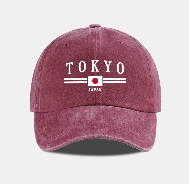 TOKYO JAPAN Printed Washed Baseball Cap Tokyo Japan Urban Style Classic Fashion Daily Commuting