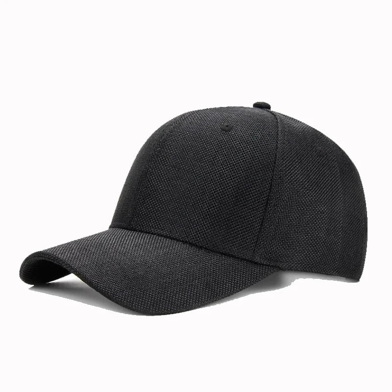 New Big Size Deep Faux Linen Baseball Hats Outdoor