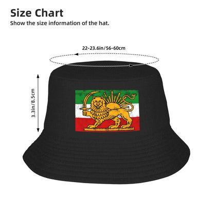 Men Women Iran Flag Lion and Sun Bucket Hat Portable Fisherman Hats