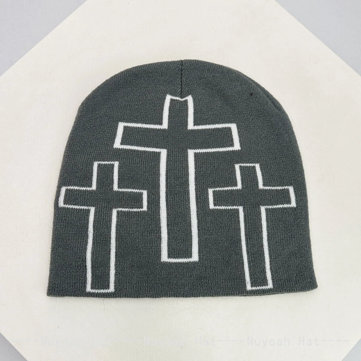 New Men Women Color Block Jacquard Cross Star Knitted Hats