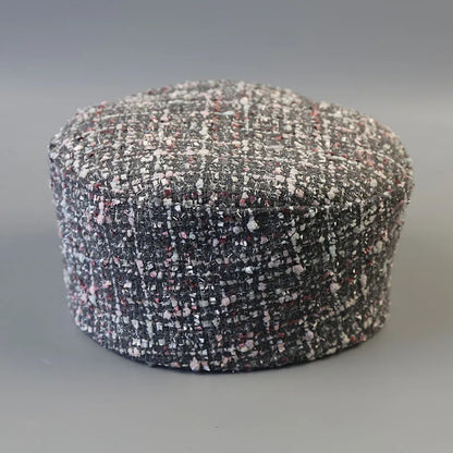 Elegant  Evening Party Beret Black White Striped Cap
