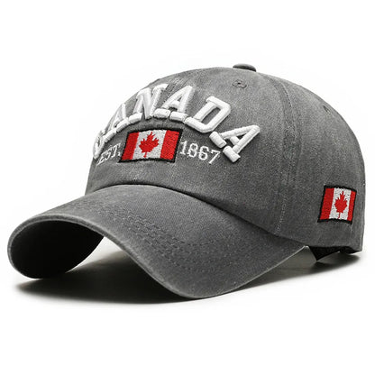 Unisex Washed Cotton Vintage Cap Canada Letter Embroidery Baseball Cap Men And Women