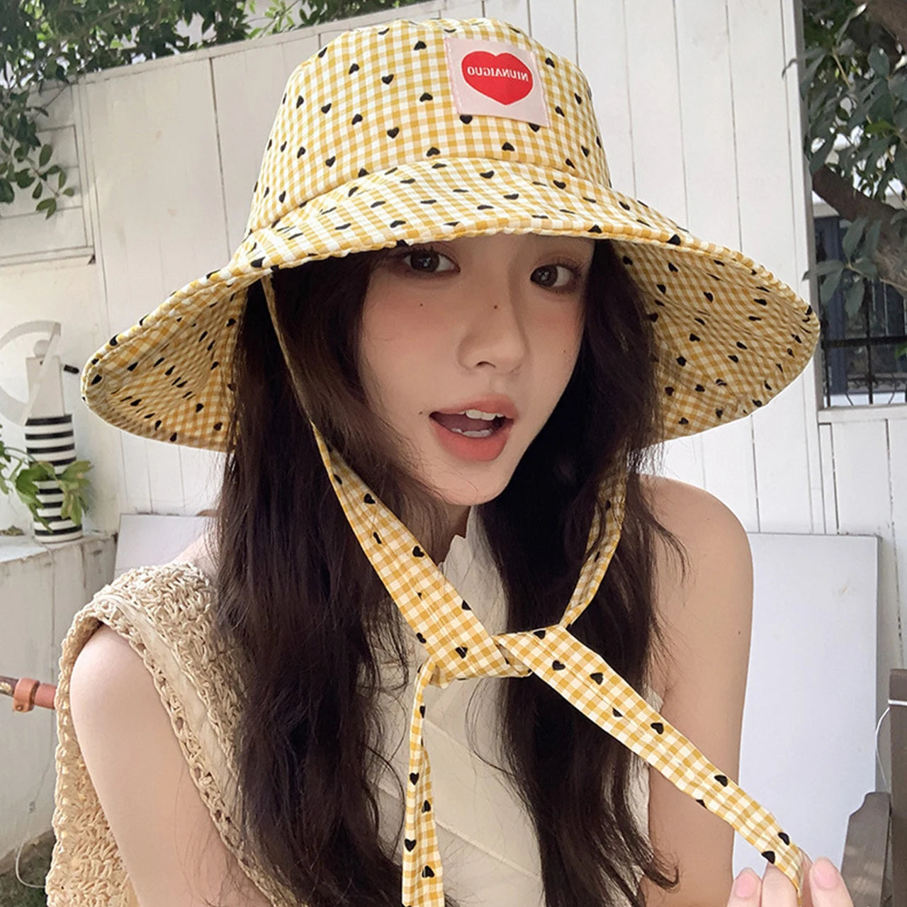 Women Summer Fisherman Hat Fashion Plaid Wide Brim Bucket Hats