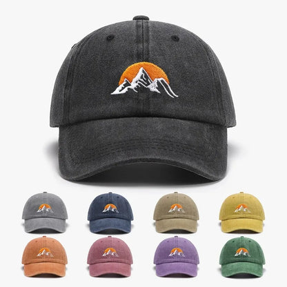 Unisex Embroidered Sunset Baseball Hat, Solid Color Adjustable Outdoor