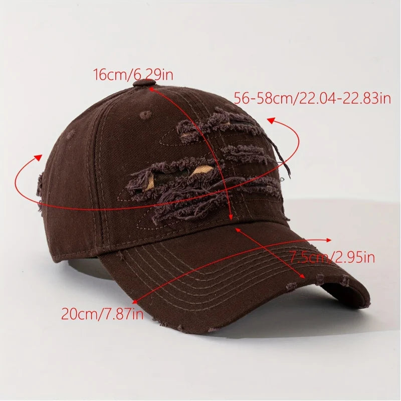 Street Distressed Hole Multi-Layer Fabric Baseball Cap