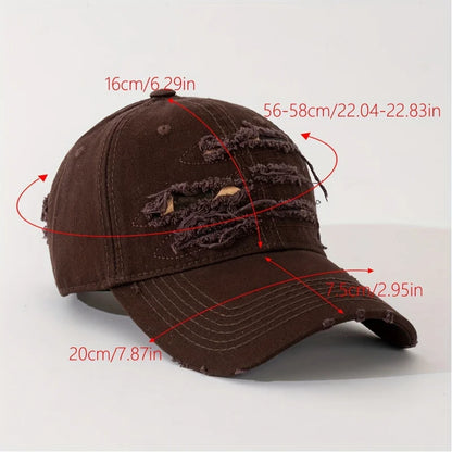 Street Distressed Hole Multi-Layer Fabric Baseball Cap