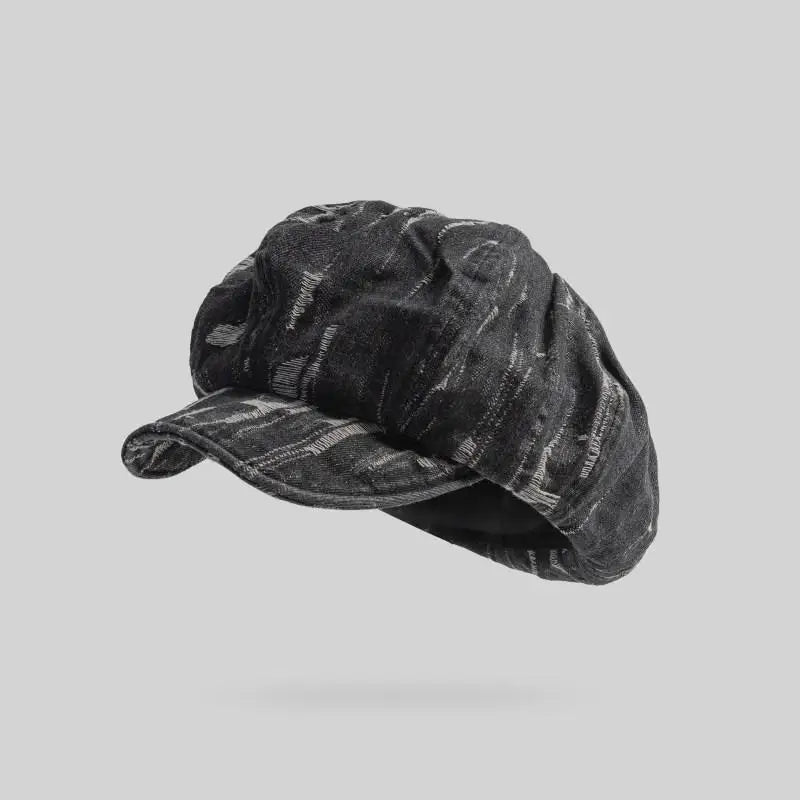 Women's Vintage Washed Denim Cloud Berets Octagonal Retro Cap