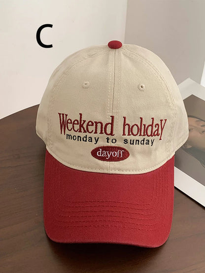 Unisex All season Fashionable Pure Cotton Retro Letter WEEKEND HOLIDAY Baseball Cap