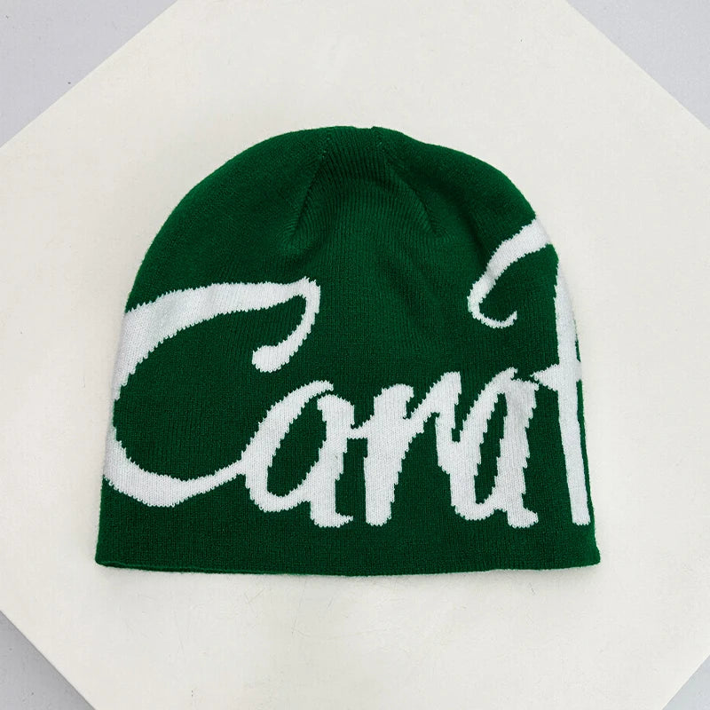 Letter Wool Knitted Hats Color Block Warm Personal Beanies