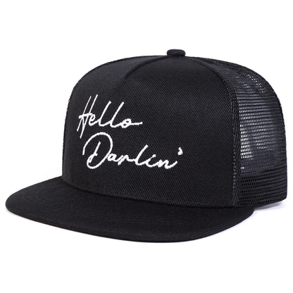 Unisex Hello Darlin Embroidery Hip Hop Net Hats Outdoor Adjustable Sports Casual Sunscreen Hat