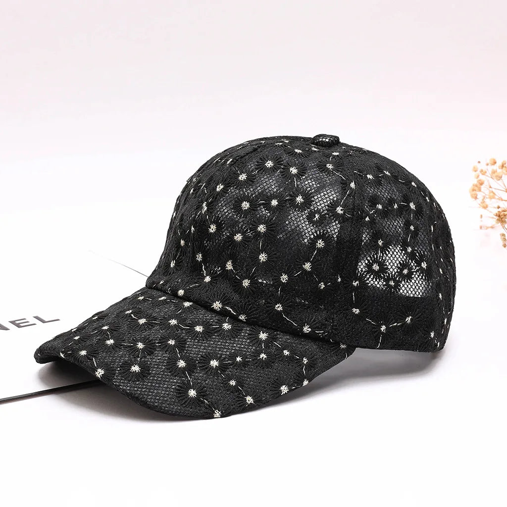 Versatile Water-Washed Lace With Sequins Duckbill Hat