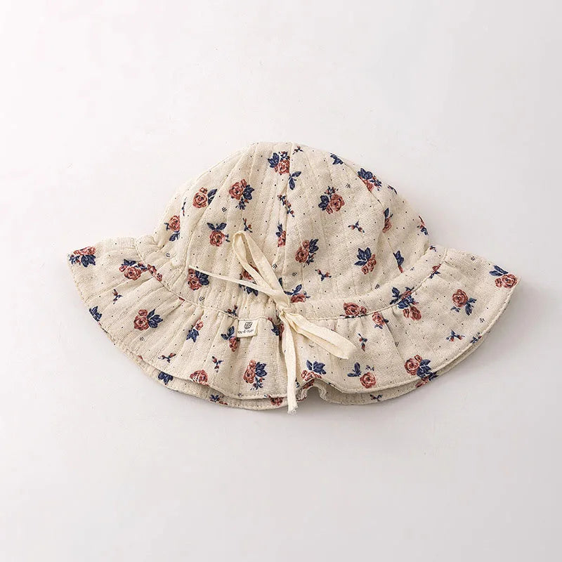 Cute Flower Baby Bucket Hat Ruffle Princess Baby Girls Cap