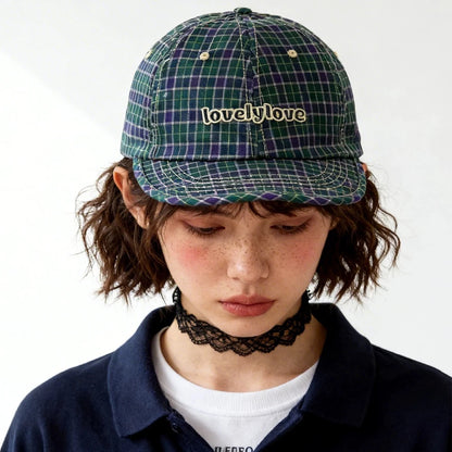 Quick-Dry Plaid Embroidered Letters Baseball Hats New Men Women