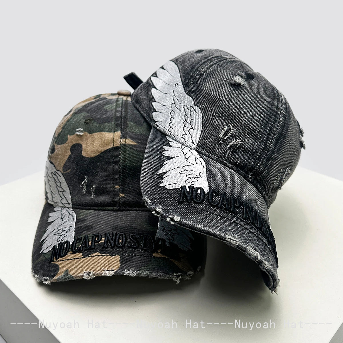 Embroidered Letters Dual-Bladed Angel Wings Baseball Hats