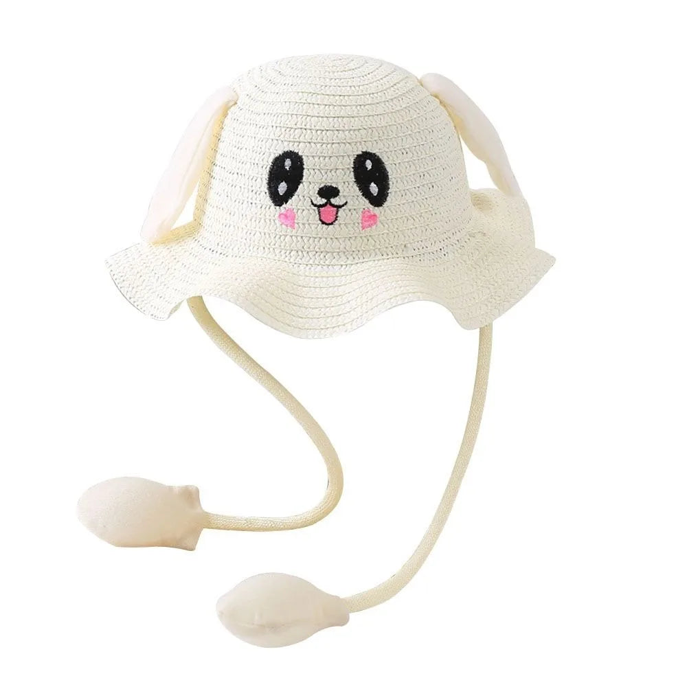 Wide Brim Rabbit Straw Hats Breathable Sunscreen Children's Hats
