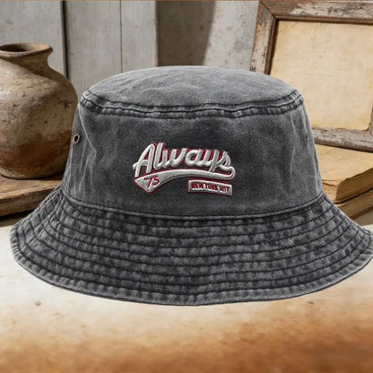 Unisex Casual Always 73 Embroidered Washed Bucket Hat
