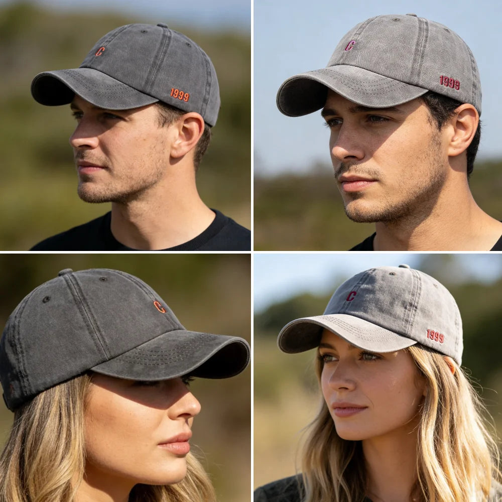 Unisex Washed Cotton Cap Letter C Embroidery Baseball Cap For Men Women