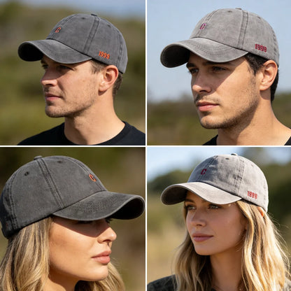 Unisex Washed Cotton Cap Letter C Embroidery Baseball Cap For Men Women