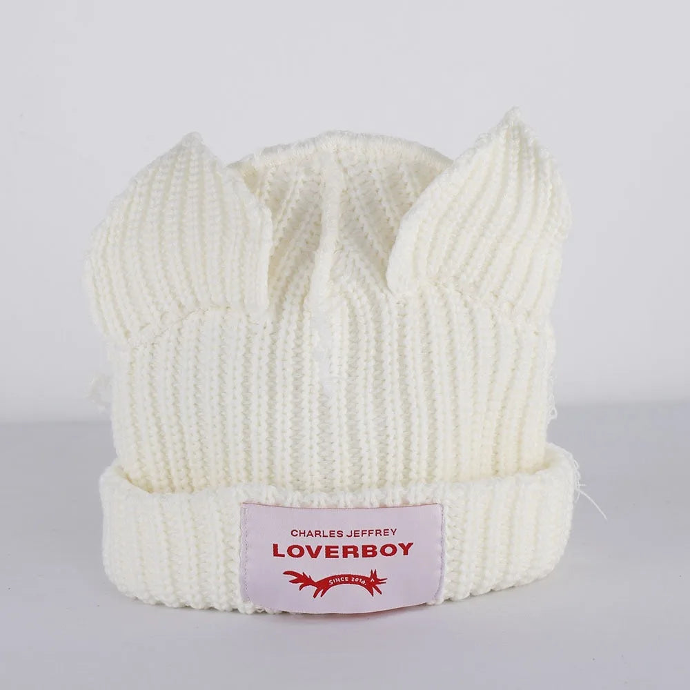 Loverboy Cat Ear Knit Hat Hooded Cap