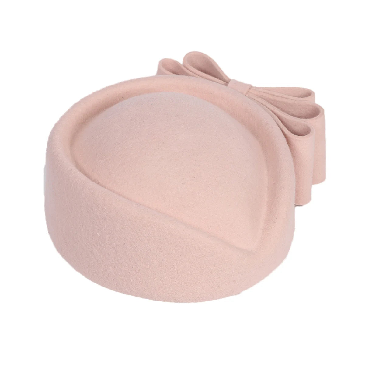 Winter Pink Wool Fascinator French Beret Bowler Hats With Bowknot Elegant Wedding