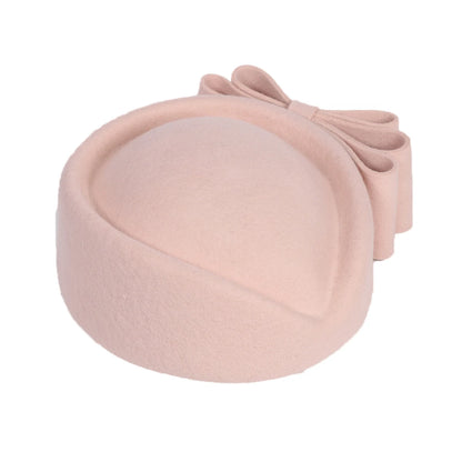 Winter Pink Wool Fascinator French Beret Bowler Hats With Bowknot Elegant Wedding