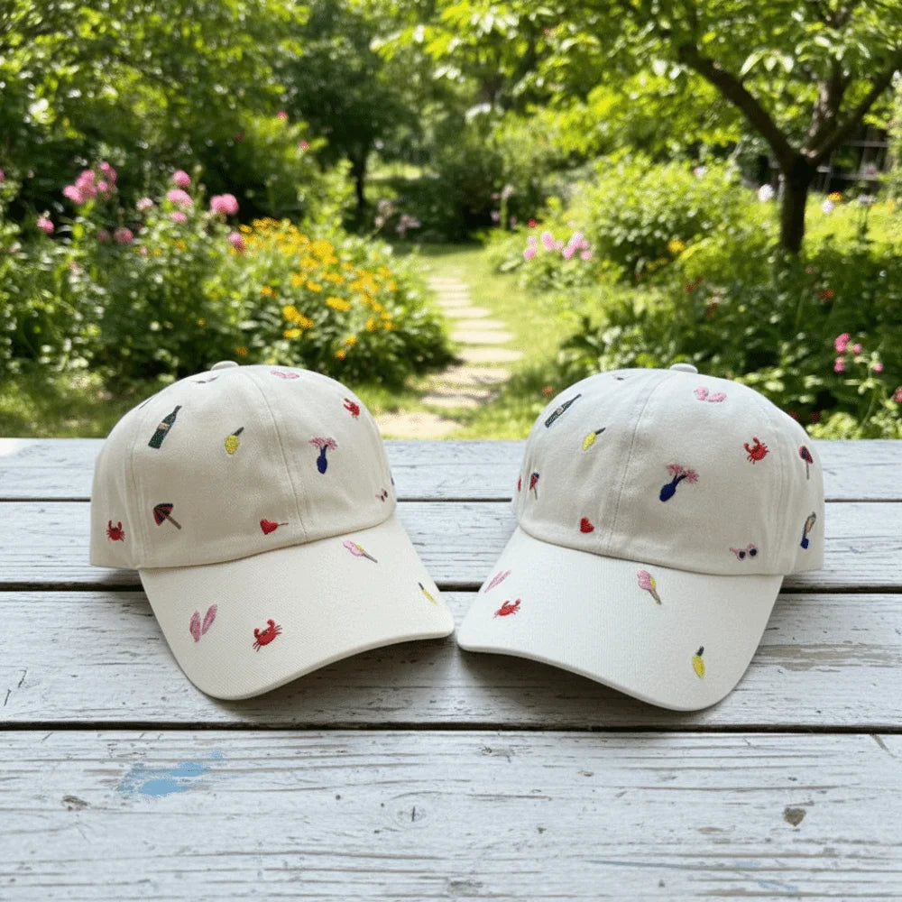 Casual Creative Embroidered Baseball Cap Graffiti Crab Cartoon Baseball Hat