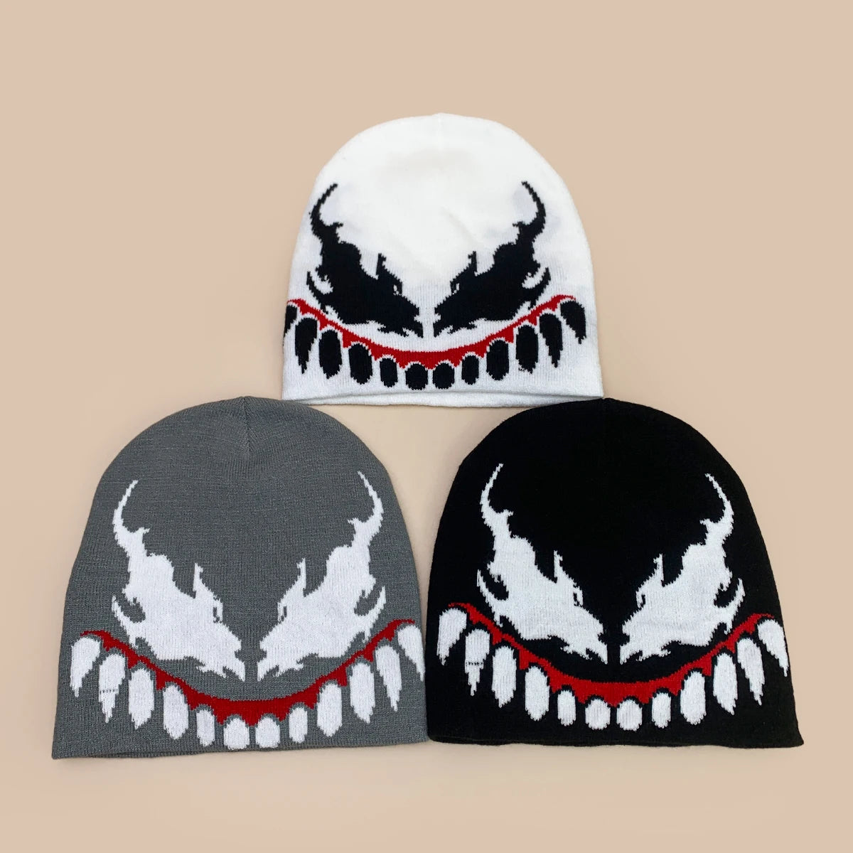 European American Style Jacquard Grimace Knitted Hats