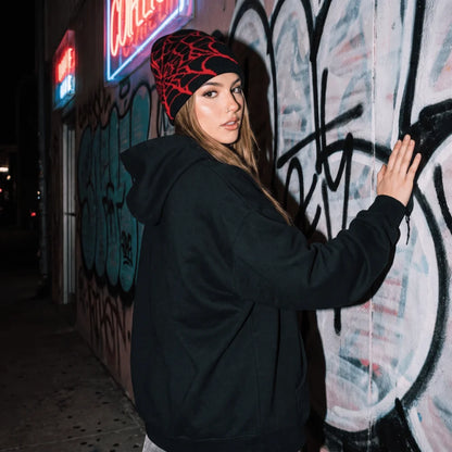Y2K Soft Spider Web Pattern Beanie Caps