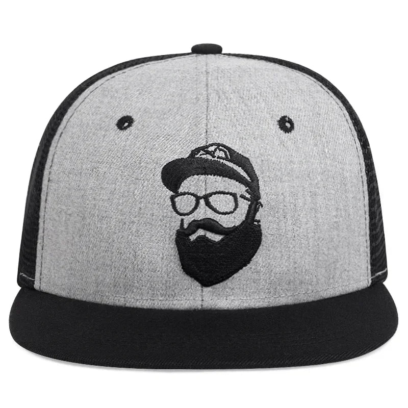 Unisex Old Man Embroidery Hip Hop Net Hats Adjustable Casual Snapback Baseball Caps Outdoor Sunscreen Hat