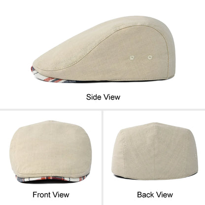 Linen Cap Irish Flat Cap For Men Casual Fitted Newsboy Cap
