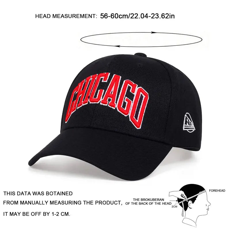 Unisex Chicago Letter Embroidery Baseball Cap Outdoor
