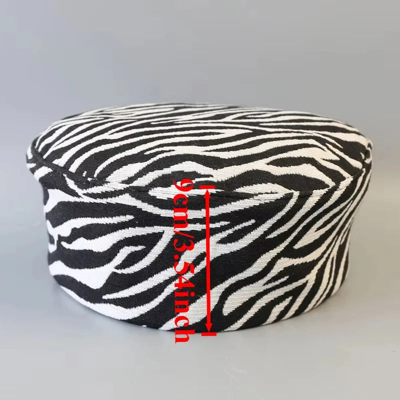 Elegant  Evening Party Beret Black White Striped Cap
