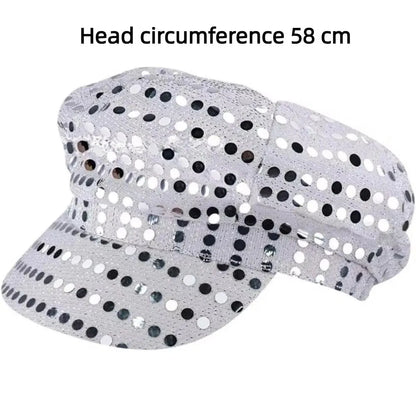 Retro Glitter Bling Costume Hat Sequin Dress Up Hat Beret Newsboy Cap