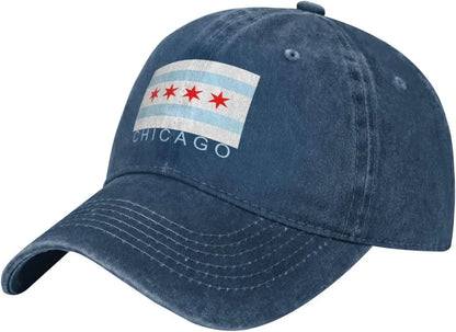 Chicago City Flag Baseball Cap Cotton Sun Protection Adjustable Adult Casual Trucker Hat