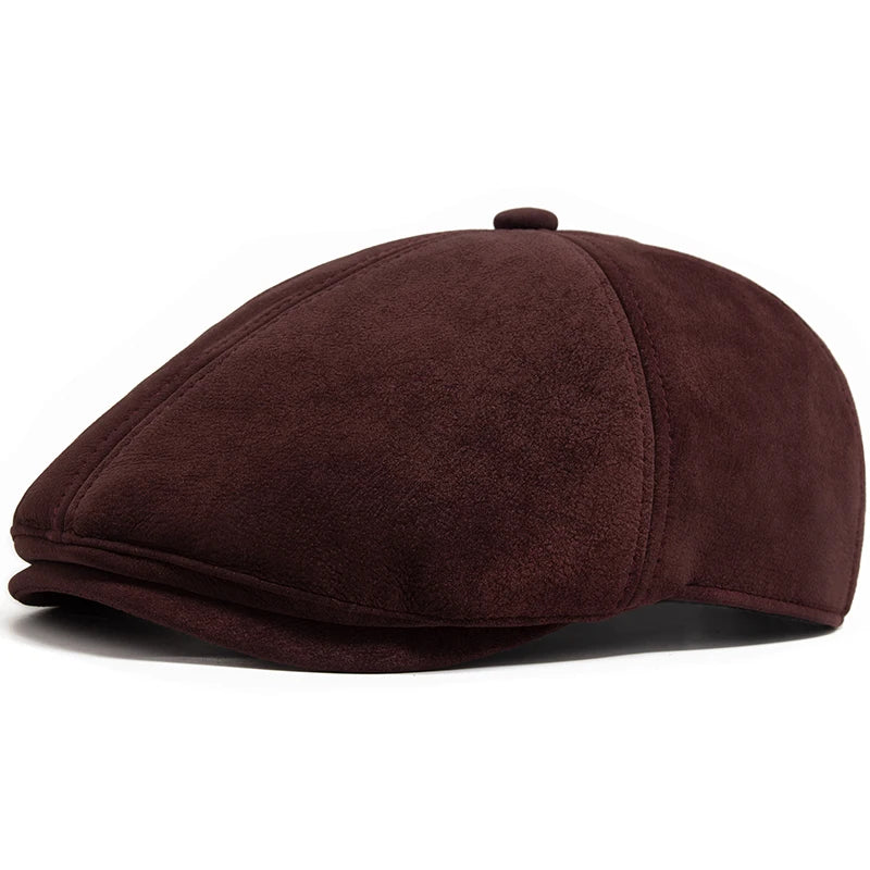 New PU Imitation Leather Newsboy Cap Fashion Vintage Men Women Berets