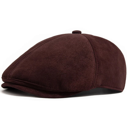 New PU Imitation Leather Newsboy Cap Fashion Vintage Men Women Berets
