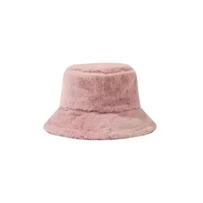 Winter Rabbit Plush Fisherman Hats Women Girl Bucket Hat