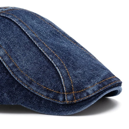 Four Seasons Retro Beret For Men And Women British Denim Peaked Cap