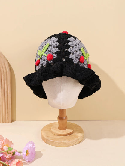 Retro Cherry Handmade Crochet Bucket Hat