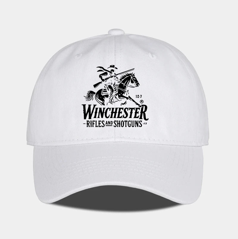 Winchester Cowboy Logo Print Soft Top Baseball Cap Soft Comfortable Adjustable Retro Western Style